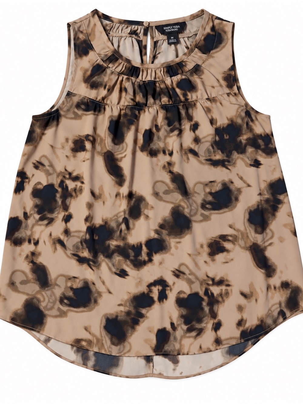 Simply Vera Vera Wang Tan and Black Abstract Print Sleeveless Camisole